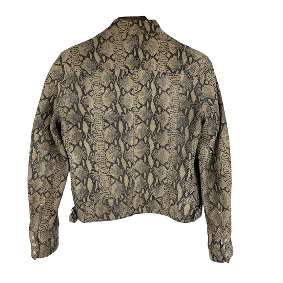 𝅺Rogue Genuine Leather Printed Snakeskin Zip Up Cropped Jacket Size L - Picture 4 of 15